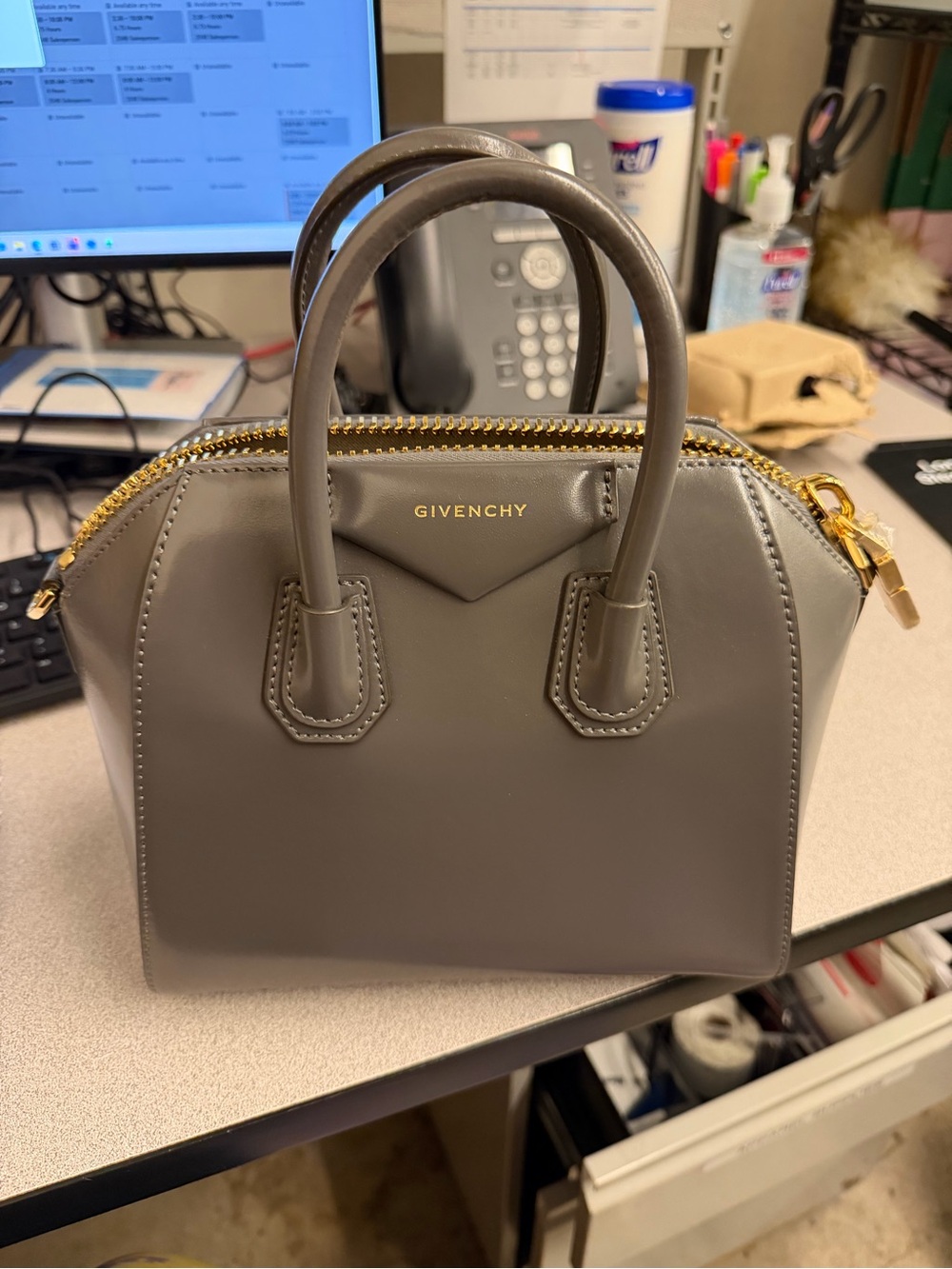 Givenchy Small Antigona Satchel in Taupe with Gold Hardware